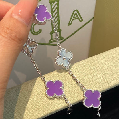 [Kismet Jewels ]CLOVER  5 MOTIFS  PURPLE VIOLET BRACELET SILVER
