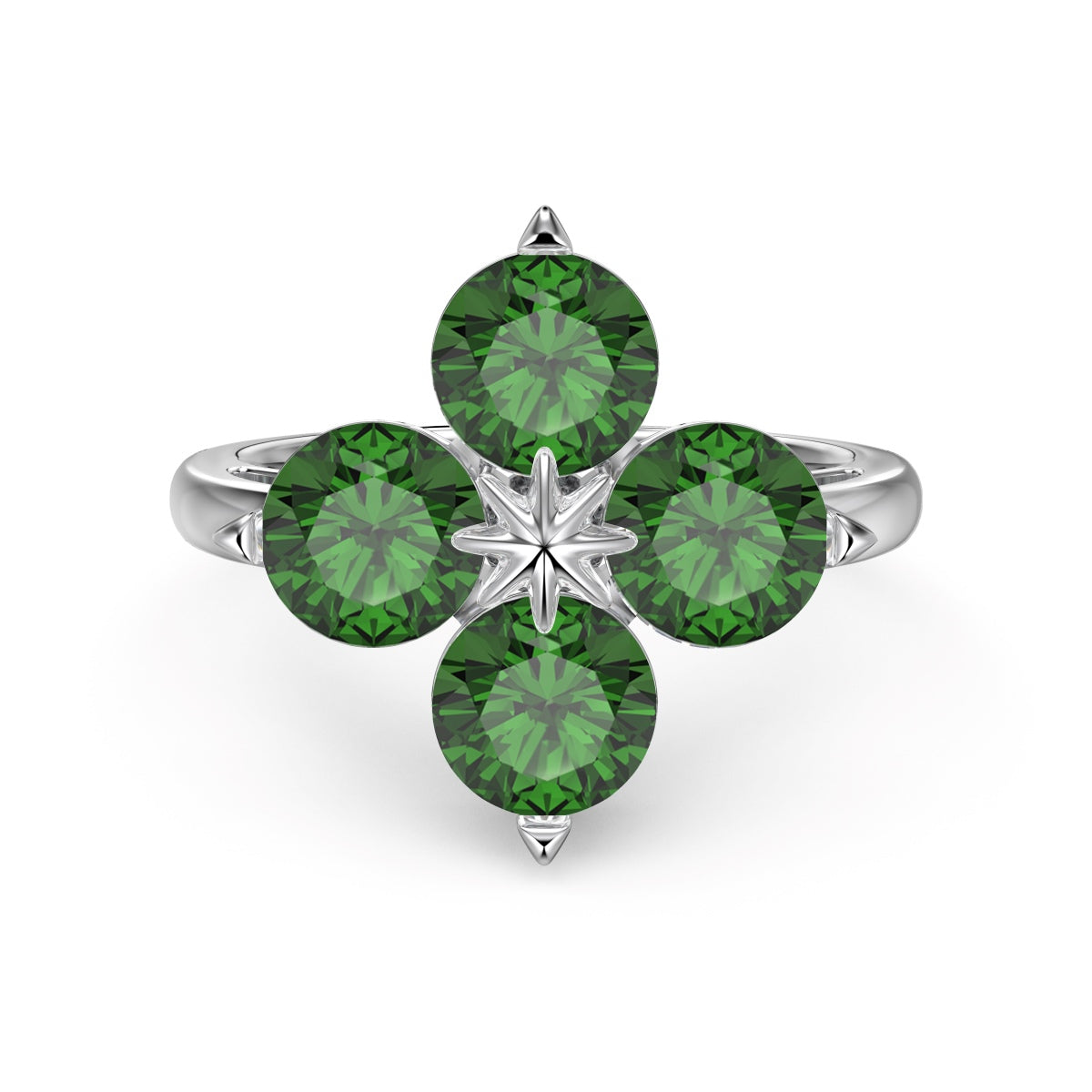 [Kismet Jewels ]Four-Leaf Clover Eight-Pointed Star Ring