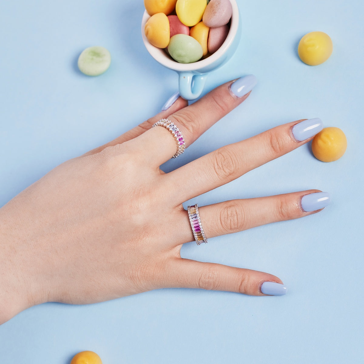 [Kismet Jewels ]Dainty Kaleidoscopic Emerald Cut Daily Ring