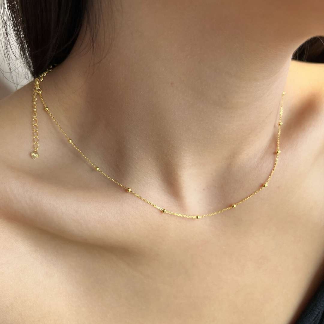 [Kismet Jewels ]Small Bead Clavicle Chain Simple Necklace