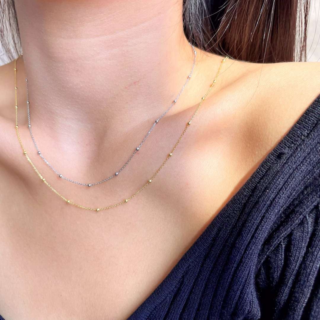 [Kismet Jewels ]Small Bead Clavicle Chain Simple Necklace