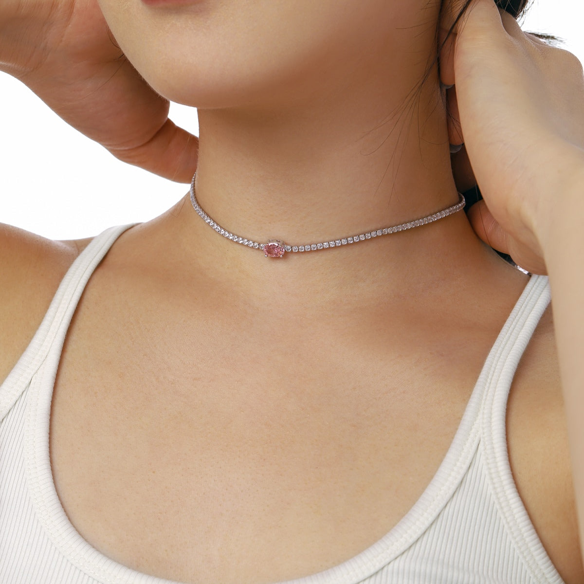 [Kismet Jewels ]1.0 Carat Shining Oval Cut Necklace