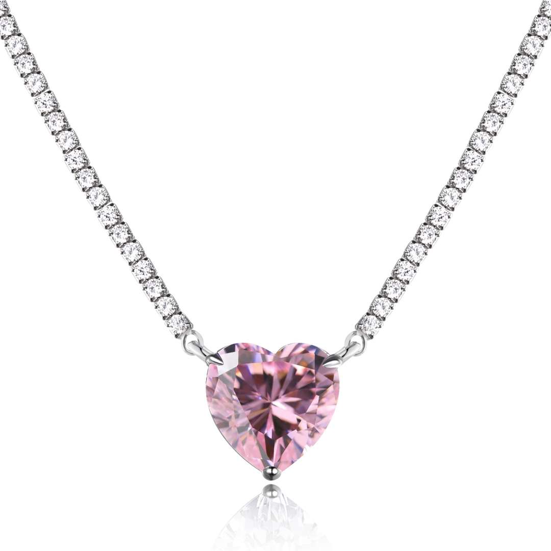 [Kismet Jewels ]8.0 Carat Versatile Colorful Sweet Heart-Shaped Tennis Necklace