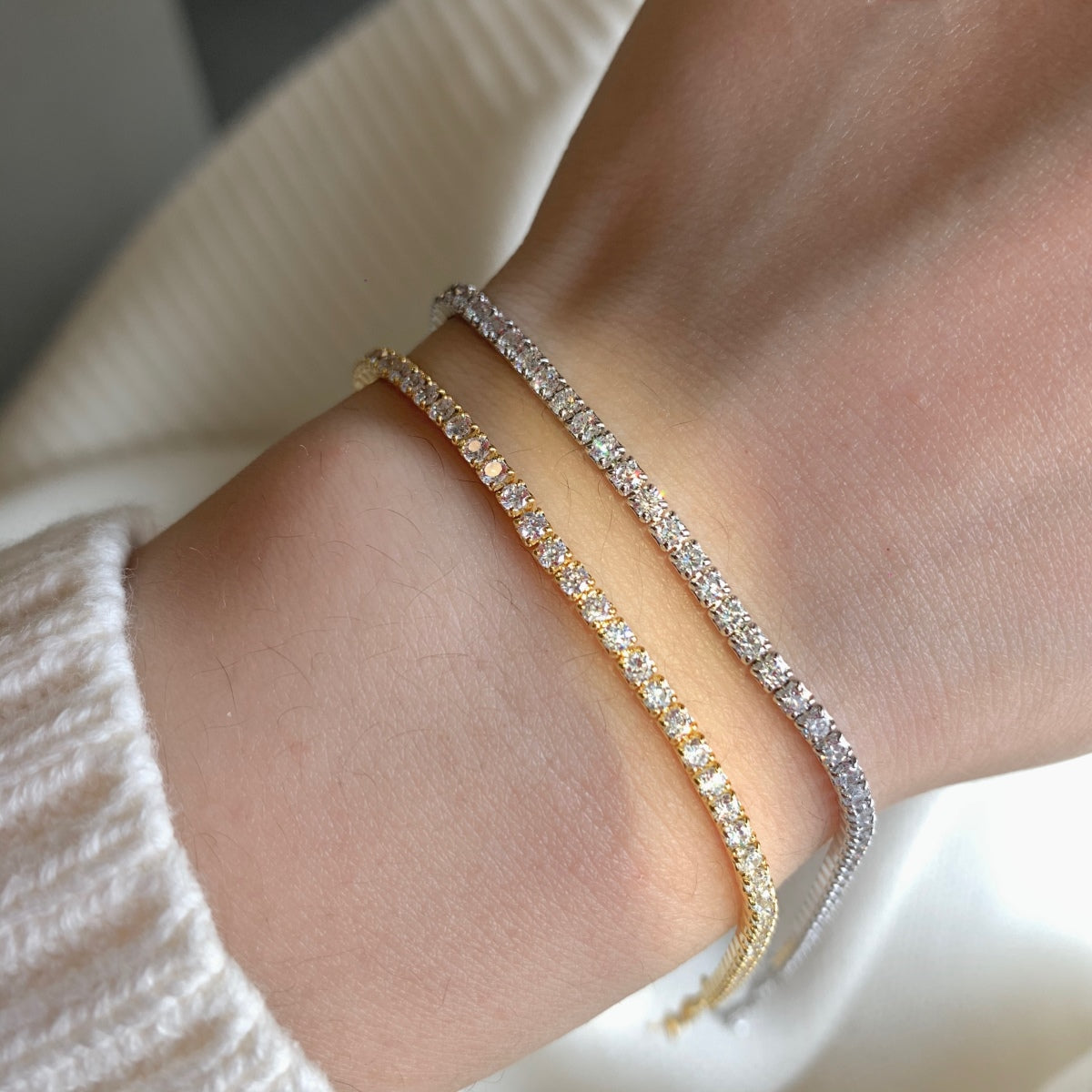 [Kismet Jewels ]Radiant Shinning Princess Cut Tennis Bracelet
