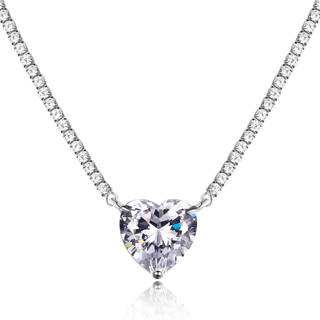 [Kismet Jewels ]8.0 Carat Versatile Colorful Sweet Heart-Shaped Tennis Necklace