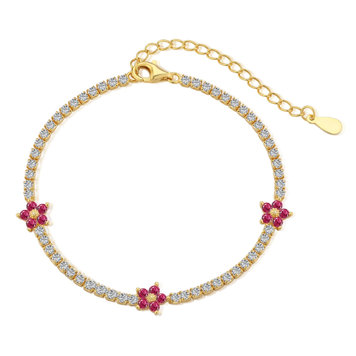 [Kismet Jewels ]Sparkling Flower Shape Tennis Bracelet