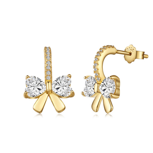 [Kismet Jewels ]Exquisite Earrings With Heart-Shaped Bow Design