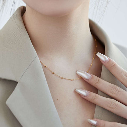 [Kismet Jewels ]Small Bead Clavicle Chain Simple Necklace