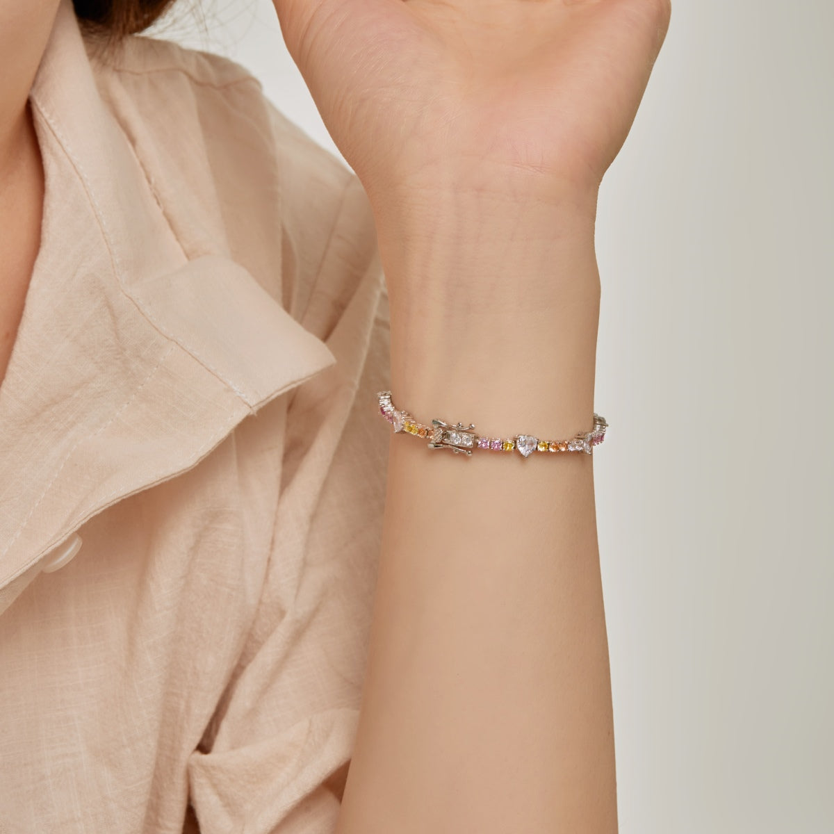 [Kismet Jewels ]Romantic Heart Shape Round Cut Lover Bracelet