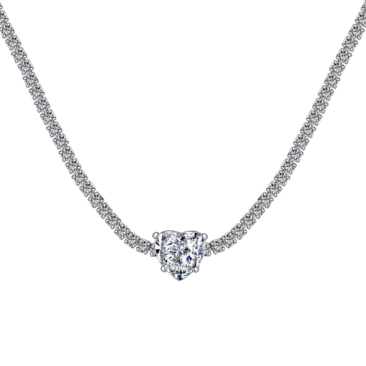 [Kismet Jewels ]2.0 Carat Sparkling Tennis Heart Cut Necklace
