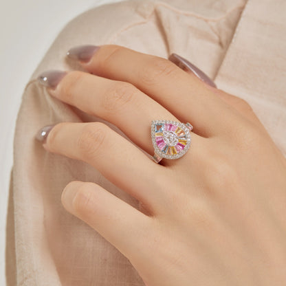 [Kismet Jewels ]Elegant Colorful Water Drop Shape Banquet Ring