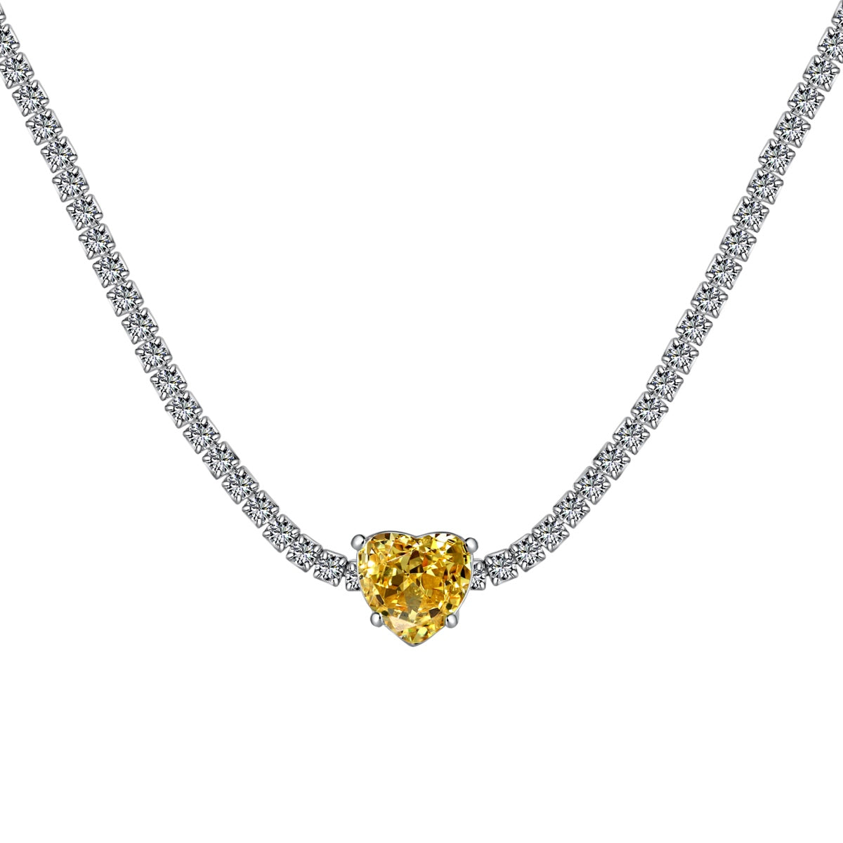 [Kismet Jewels ]2.0 Carat Sparkling Tennis Heart Cut Necklace