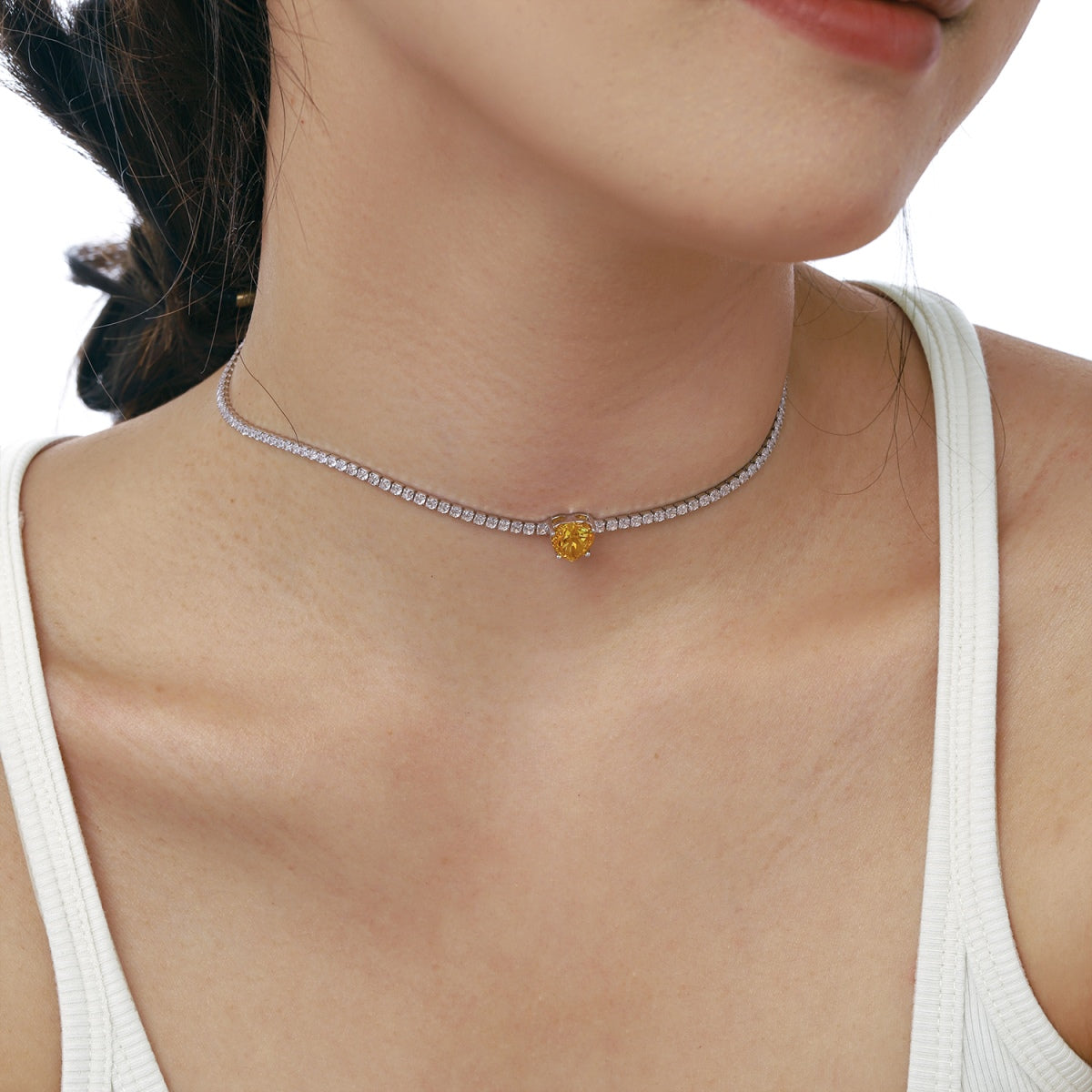 [Kismet Jewels ]2.0 Carat Sparkling Tennis Heart Cut Necklace