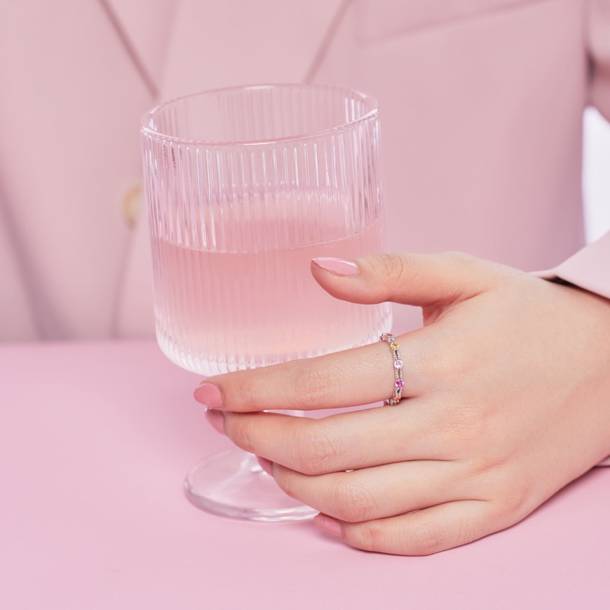 [Kismet Jewels ]Sparkling Colorful Round Cut Tennis Ring