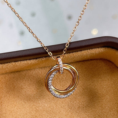 [Kismet Jewels ]TRINITY NECKLACE SILVER GOLD PINK GOLD DIAMONDS