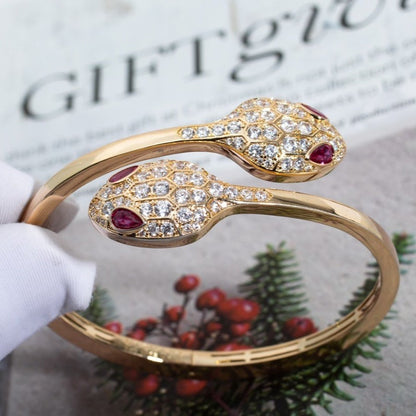 [Kismet Jewels ]SERPENTI BRACELET PINK GOLD DIAMOND DOUBLE SNAKE