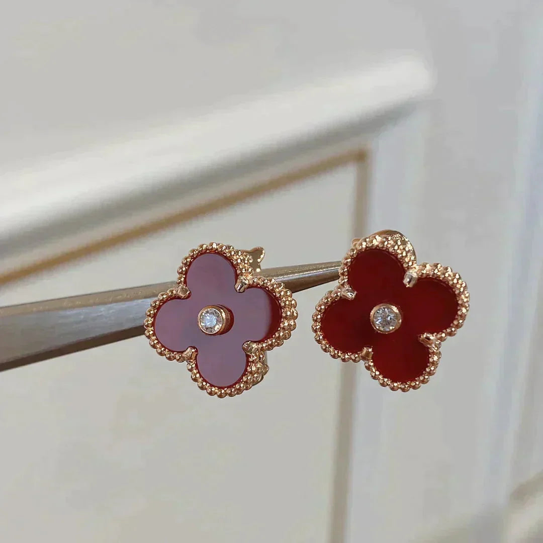 [Kismet Jewels ]CLOVER MEDIUM 1 MOTIFS CARNELIAN  DIAMOND earrings