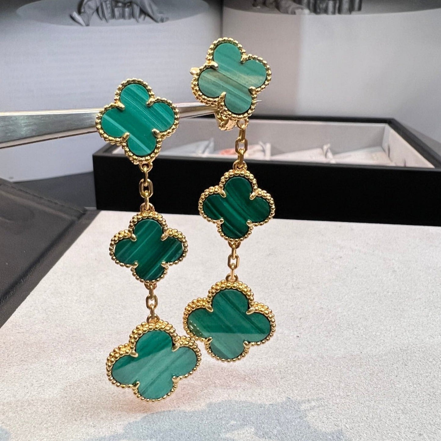 [Kismet Jewels ]CLOVER MALACHITE 3 MOTIFS GOLD