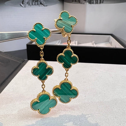 [Kismet Jewels ]CLOVER MALACHITE 3 MOTIFS GOLD