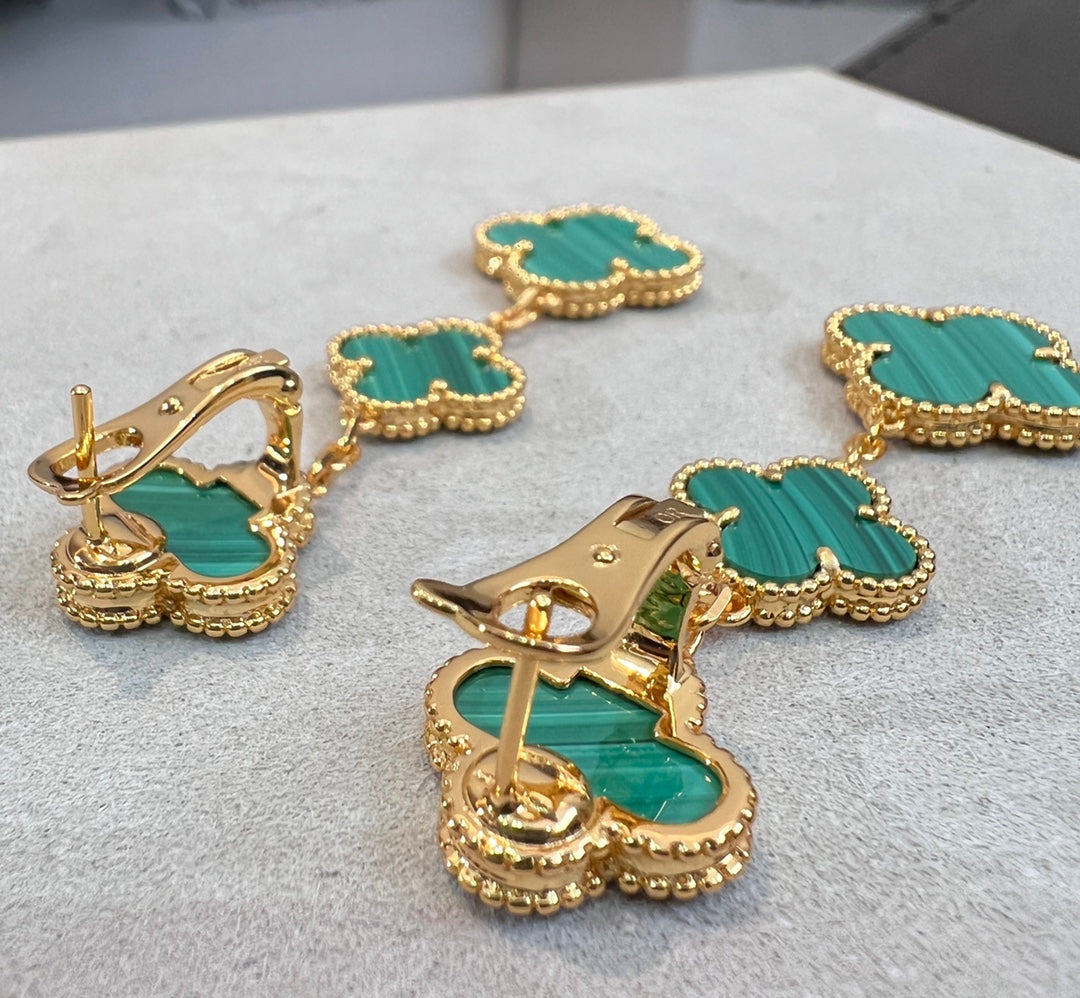 [Kismet Jewels ]CLOVER MALACHITE 3 MOTIFS GOLD