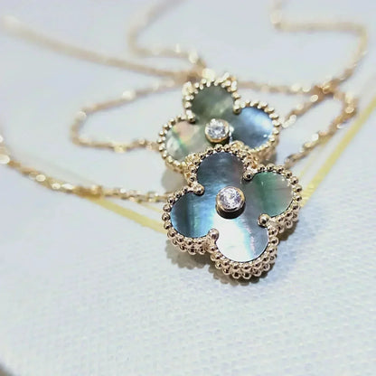 [Kismet Jewels ]CLOVER 15MM DIAMOND AND MOTHER-OF-GREY NECKLACE