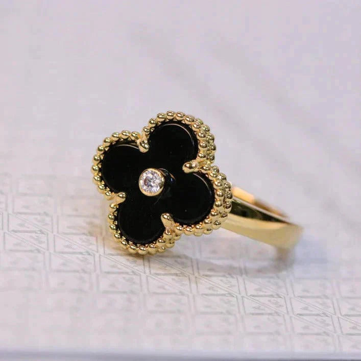 [Kismet Jewels ]CLOVER ONYX RING GOLD DIAMOND