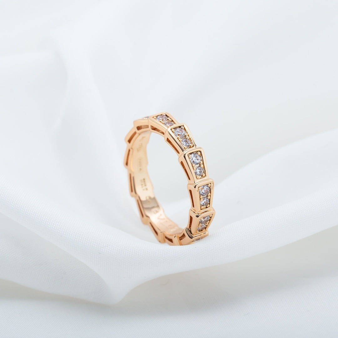 [Kismet Jewels ]SERPENTI RING PINK GOLD DIAMOND PAVED 3MM