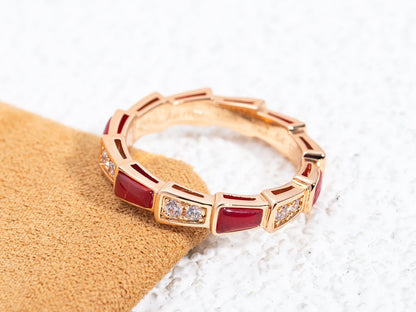 [Kismet Jewels ]SERPENTI RING PINK GOLD CARNELIAN DIAMOND 3MM