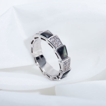 [Kismet Jewels ]SERPENTI RING SILVER DIAMOND BLACK MOP 4MM