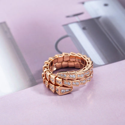 [Kismet Jewels ]SERPENTI RING PINK GOLD DIAMOND DOUBLE ROW