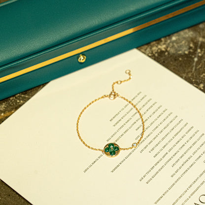 [Kismet Jewels ]SUN MALACHITE 1 DIAMOND PINK GOLD BRACELET