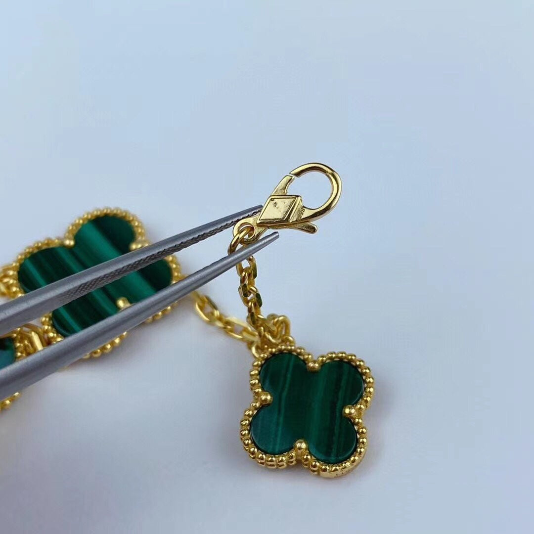 [Kismet Jewels ]MAGIC CLOVER MALACHITE GOLD BRACELET 5 MOTIFS
