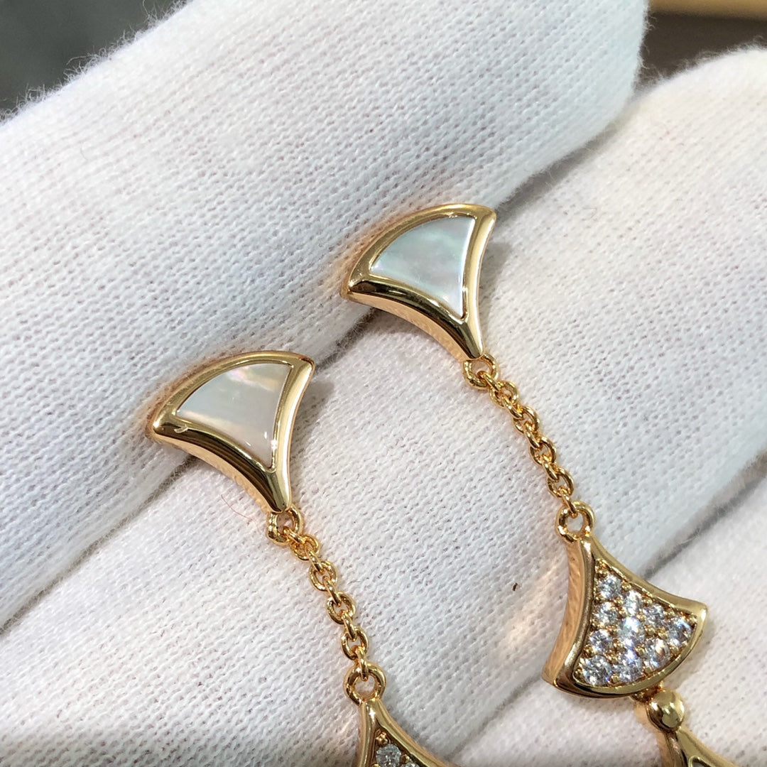 [Kismet Jewels ]DREAM EARRINGS 3 MOTIFS DIAMOND MOP PINK GOLD