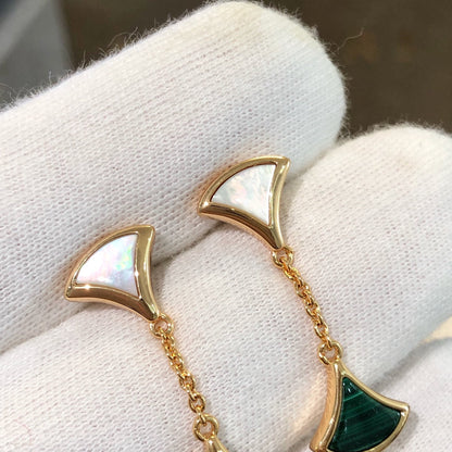 [Kismet Jewels ]DREAM EARRINGS 3 MOTIFS MALACHITE MOP PINK GOLD