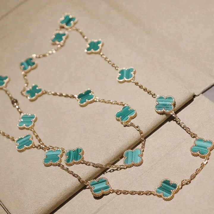 [Kismet Jewels ]CLOVER 20 MOTIFS MALACHITE GOLD