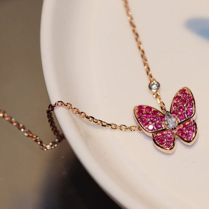[Kismet Jewels ]BUTTERFLY RED DIAMOND ROSE GOLD NECKLACE