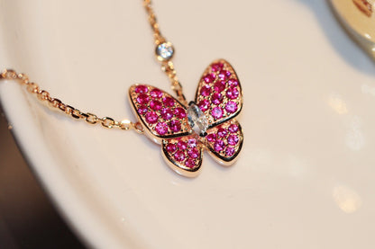 [Kismet Jewels ]BUTTERFLY RED DIAMOND ROSE GOLD NECKLACE