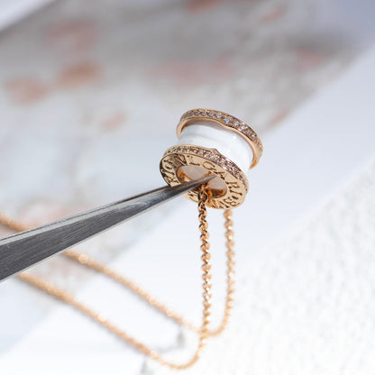 [Kismet Jewels ]ZERO 1 WHITE CERAMIC PINK GOLD DIAMOND NECKLACE