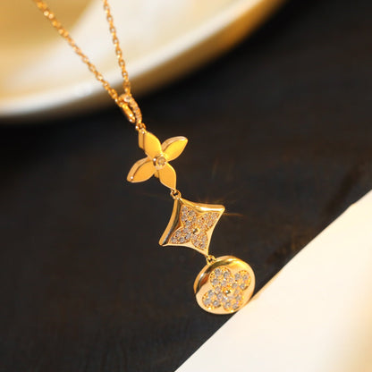 [Kismet Jewels ]STAR AND SUN DIAMOND PINK GOLD NECKLACE