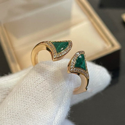 [Kismet Jewels ]DREAM MALACHITE DIAMOND OPEN RING