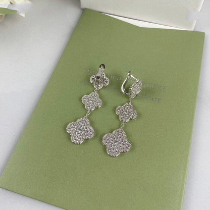 [Kismet Jewels ]CLOVER 3 MOTIF DIAMOND SILVER DROP EARRINGS