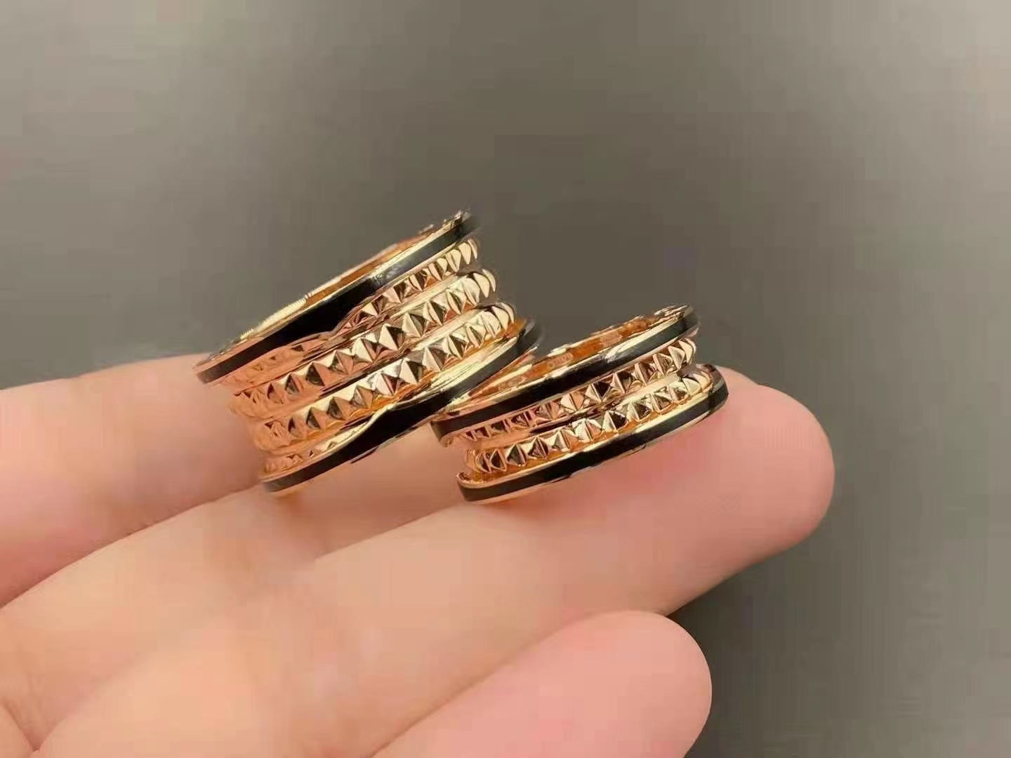 [Kismet Jewels ]ZERO 1 ROCK BLACK CERAMIC PINK GOLD LARGE MODEL