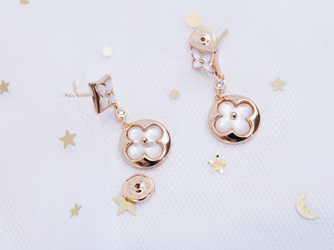 [Kismet Jewels ]STAR AND SUN PINK GOLD MOP DROP EARRINGS