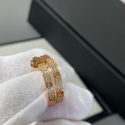 [Kismet Jewels ]LOVE DIAMOND PINK GOLD HOOP EARRINGS