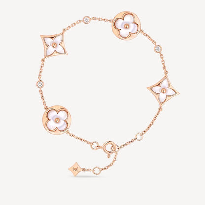 [Kismet Jewels ]STAR AND SUN 4 MOTIF WHITE MOP PINK GOLD BRACELET