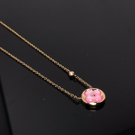 [Kismet Jewels ]COLOR BLOSSOM PINK MOP SUN GOLD NECKLACE