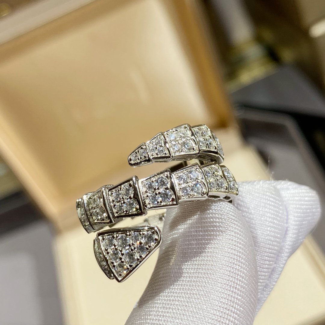 [Kismet Jewels ]SERPENTI DOUBLE RING SILVER DIAMOND PAVED