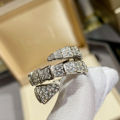 [Kismet Jewels ]SERPENTI DOUBLE RING SILVER DIAMOND PAVED