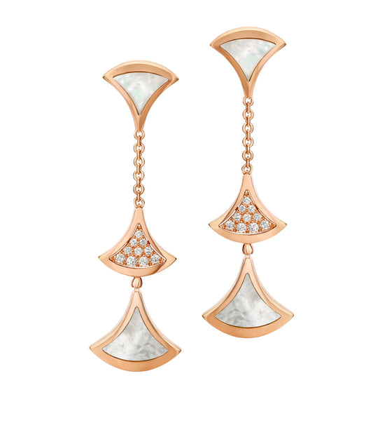 [Kismet Jewels ]DREAM EARRINGS 3 MOTIFS DIAMOND MOP PINK GOLD
