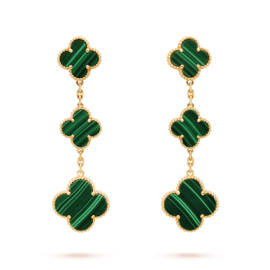 [Kismet Jewels ]CLOVER MALACHITE 3 MOTIFS GOLD